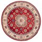 Bordered  Traditional Red Area rug Round Afghan Hand-knotted 387014