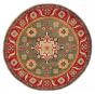 Bordered  Transitional Green Area rug Round Afghan Hand-knotted 392679