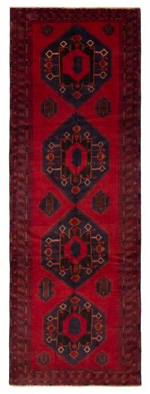 Geometric  Tribal Red Runner rug 13-ft-runner Afghan Hand-knotted 390006