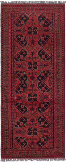Geometric  Tribal Red Runner rug 6-ft-runner Afghan Hand-knotted 242735