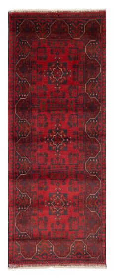 Bordered  Traditional Red Runner rug 7-ft-runner Afghan Hand-knotted 376460