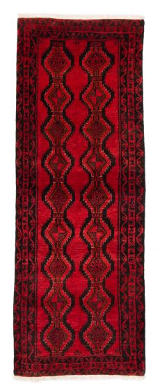 Bordered  Traditional Red Runner rug 8-ft-runner Afghan Hand-knotted 379091