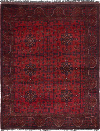 Traditional  Tribal Red Area rug 4x6 Afghan Hand-knotted 236159