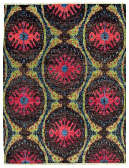 Casual  Transitional Black Area rug 6x9 Pakistani Hand-knotted 337788