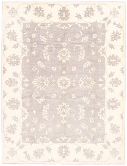 Bordered  Transitional Grey Area rug 9x12 Indian Hand-knotted 338670