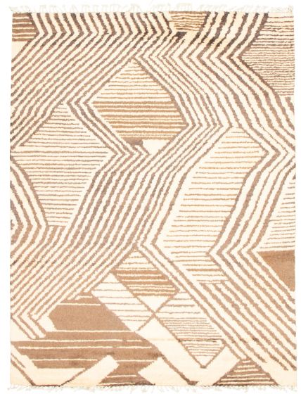 Casual  Tribal Ivory Area rug 6x9 Pakistani Hand-knotted 339347