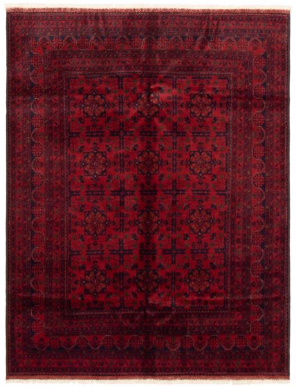 Bordered  Traditional Red Area rug 5x8 Afghan Hand-knotted 364427