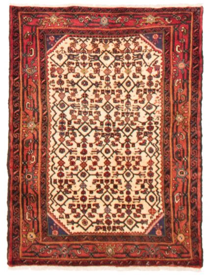 Bordered  Traditional Ivory Area rug 3x5 Persian Hand-knotted 364727