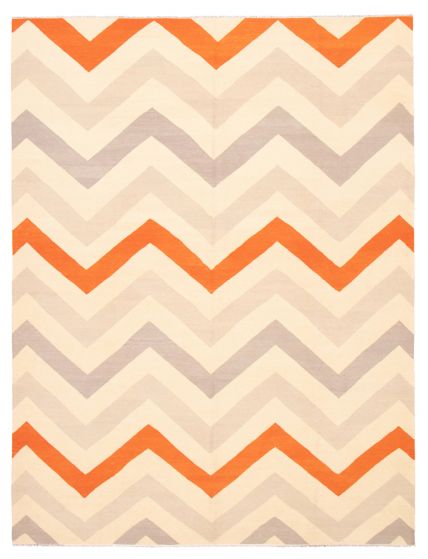 Flat-weaves & Kilims  Transitional Ivory Area rug 9x12 Turkish Flat-Weave 367400