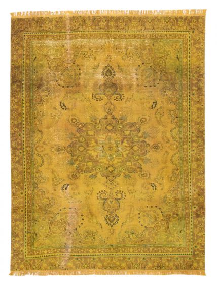 Bordered  Vintage/Distressed Orange Area rug 8x10 Turkish Hand-knotted 377184