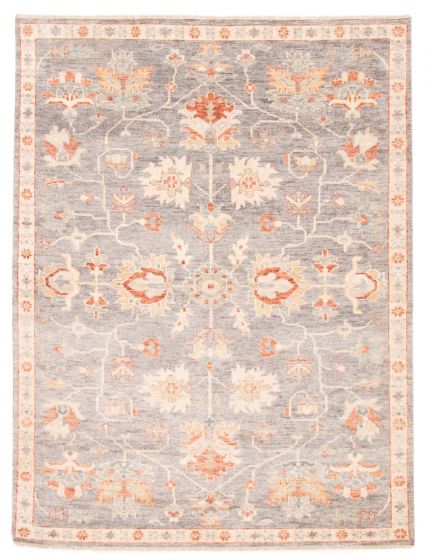 Bordered  Traditional Grey Area rug 9x12 Indian Hand-knotted 377569