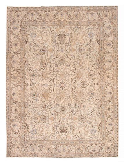 Bordered  Vintage/Distressed Yellow Area rug 9x12 Turkish Hand-knotted 378120