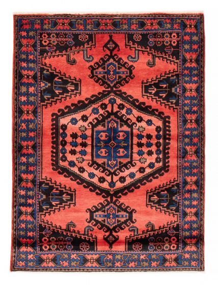 Bordered  Tribal Pink Area rug 4x6 Turkish Hand-knotted 380540
