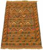 Bordered  Tribal Brown Area rug 3x5 Turkish Flat-Weave 321623