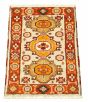 Bordered  Tribal Ivory Area rug 2x3 Indian Hand-knotted 325050