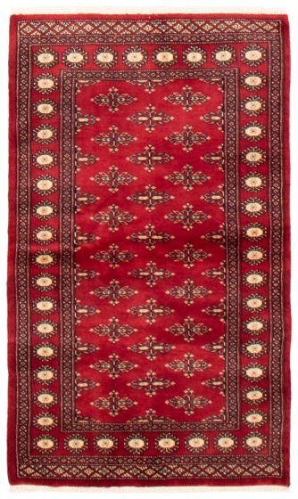 Bordered  Tribal Red Area rug 3x5 Pakistani Hand-knotted 359394