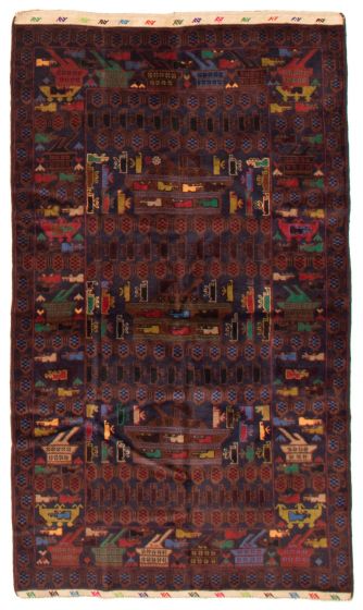 Bordered  Tribal Blue Area rug 4x6 Afghan Hand-knotted 365397