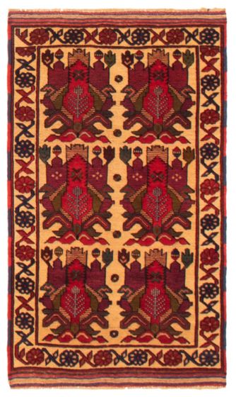 Bordered  Tribal Brown Area rug 3x5 Afghan Hand-knotted 365682