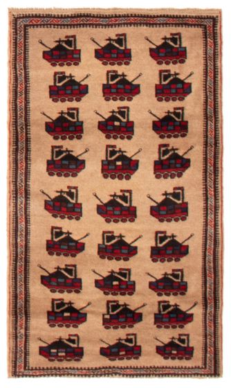 Bordered  Tribal Brown Area rug 3x5 Afghan Hand-knotted 365724