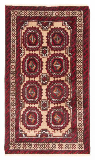 Bordered  Tribal Red Area rug 3x5 Persian Hand-knotted 381447
