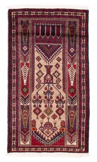 Bordered  Tribal Red Area rug 3x5 Persian Hand-knotted 381567
