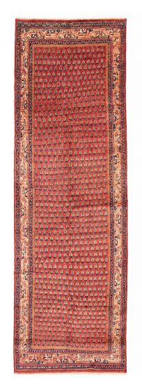 Bordered  Tribal Red Runner rug 12-ft-runner Persian Hand-knotted 385675