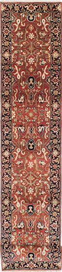 Floral  Traditional Red Runner rug 16-ft-runner Indian Hand-knotted 223405