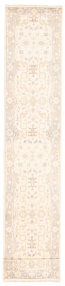 Bordered  Traditional Ivory Runner rug 20-ft-runner Indian Hand-knotted 369985