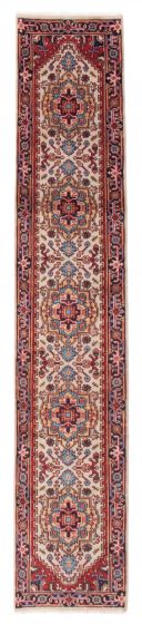Bordered  Traditional Ivory Runner rug 12-ft-runner Indian Hand-knotted 377794