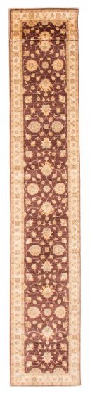 Bordered  Traditional Brown Runner rug 17-ft-runner Afghan Hand-knotted 378930