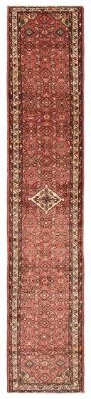 Bordered  Traditional Red Runner rug 13-ft-runner Turkish Hand-knotted 390857