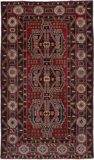 Geometric  Traditional Red Area rug 4x6 Afghan Hand-knotted 213494