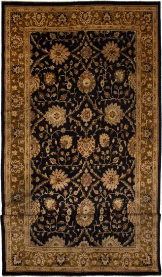 Bohemian  Traditional Black Area rug Unique Indian Hand-knotted 269568