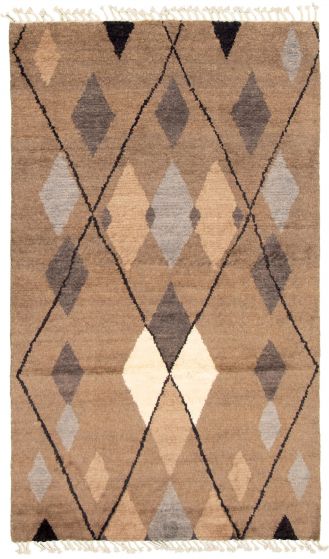 Moroccan  Tribal Brown Area rug 5x8 Pakistani Hand-knotted 339674