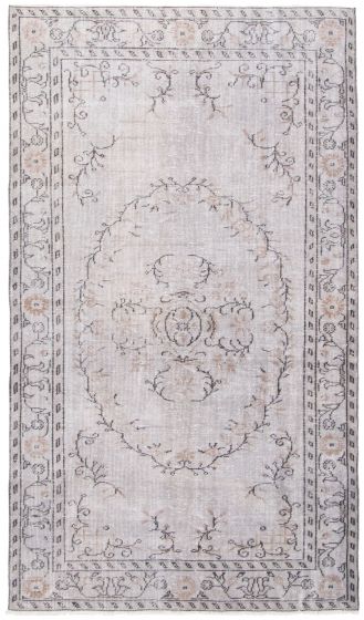 Bordered  Traditional Grey Area rug 5x8 Turkish Hand-knotted 362461