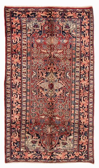 Bordered  Tribal Red Area rug 5x8 Persian Hand-knotted 383734