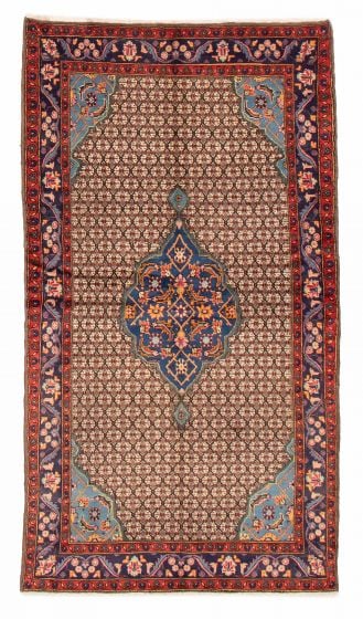 Bordered  Traditional Brown Area rug 5x8 Persian Hand-knotted 383771