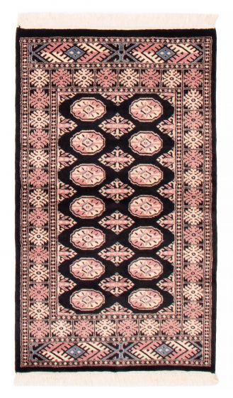 Bordered  Traditional Black Area rug 3x5 Pakistani Hand-knotted 391983