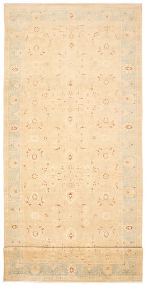 Bordered  Traditional Yellow Runner rug 16-ft-runner Pakistani Hand-knotted 341428