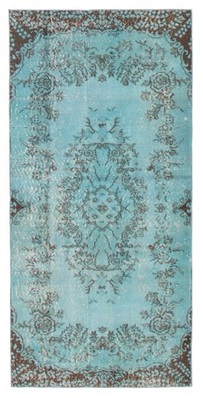 Overdyed  Transitional Blue Area rug Unique Turkish Hand-knotted 372459