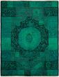 Bordered  Transitional Green Area rug 9x12 Indian Hand-knotted 287592