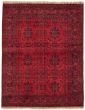 Bordered  Tribal Red Area rug 4x6 Afghan Hand-knotted 328985