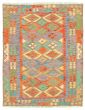 Bordered  Geometric Grey Area rug 4x6 Turkish Flat-weave 329484