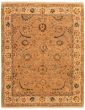 Bordered  Traditional Brown Area rug 6x9 Indian Hand-knotted 335503