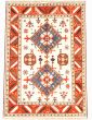 Bordered  Traditional Ivory Area rug 5x8 Indian Hand-knotted 347369