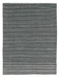 Carved  Stripes Grey Area rug 4x6 Indian Hand Loomed 350640