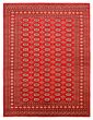 Bordered  Traditional Red Area rug 6x9 Pakistani Hand-knotted 363300