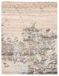 Carved  Contemporary Grey Area rug 4x6 Indian Hand-knotted 364814