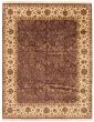 Bordered  Traditional Brown Area rug 6x9 Indian Hand-knotted 369458
