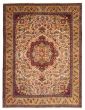 Bordered  Traditional Ivory Area rug 9x12 Turkish Hand-knotted 372207